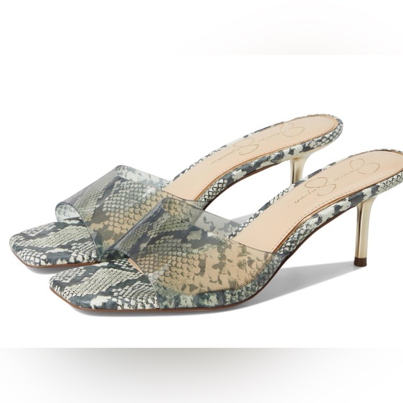 Jessica Simpson Shoes - Jessica Simpson Calista Lucite Kitten Snakeskin Heels